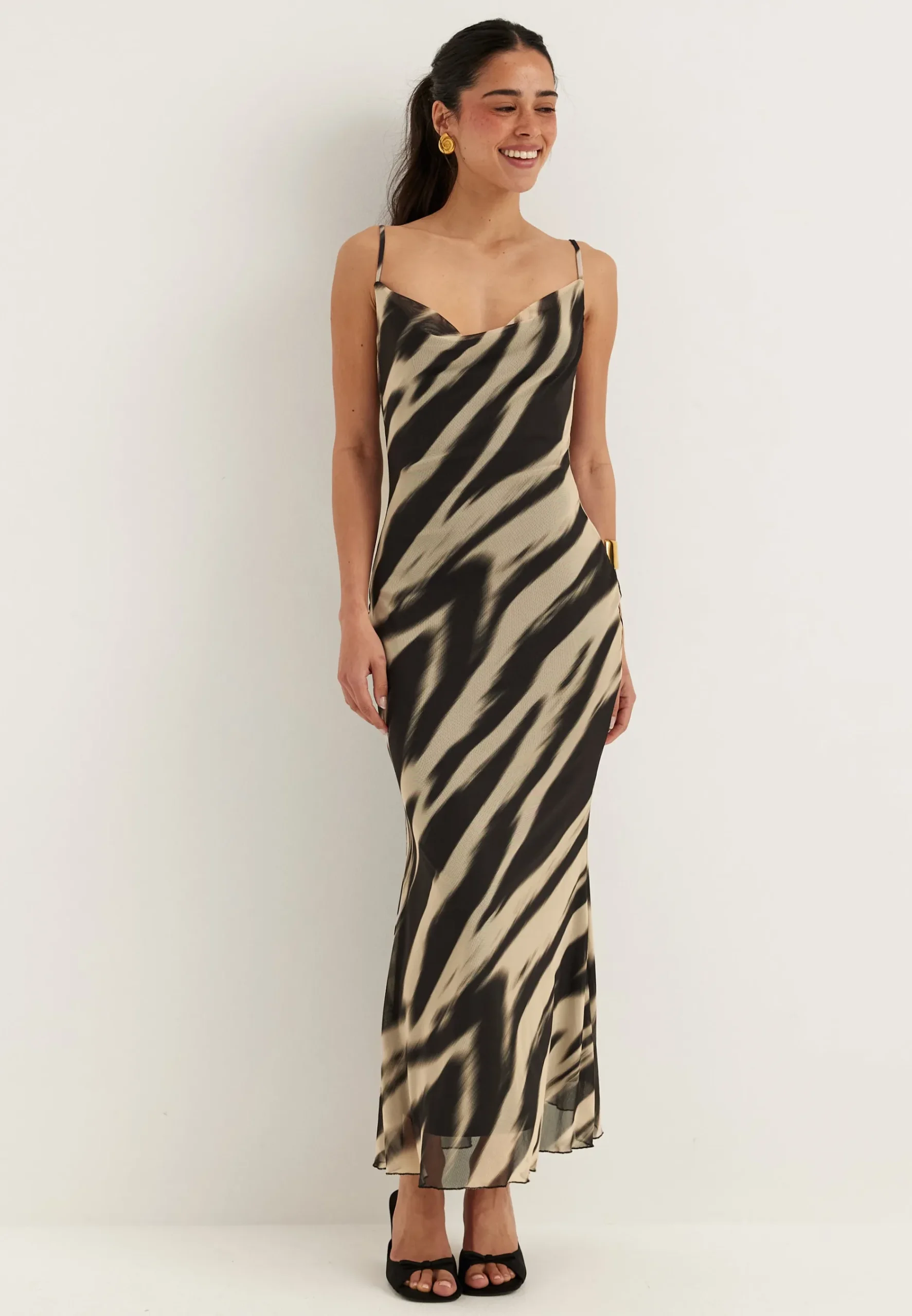 Cowl Neck Mesh Dress
