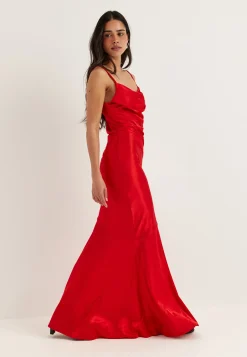 Cowl Neck Stretch Satin Gown
