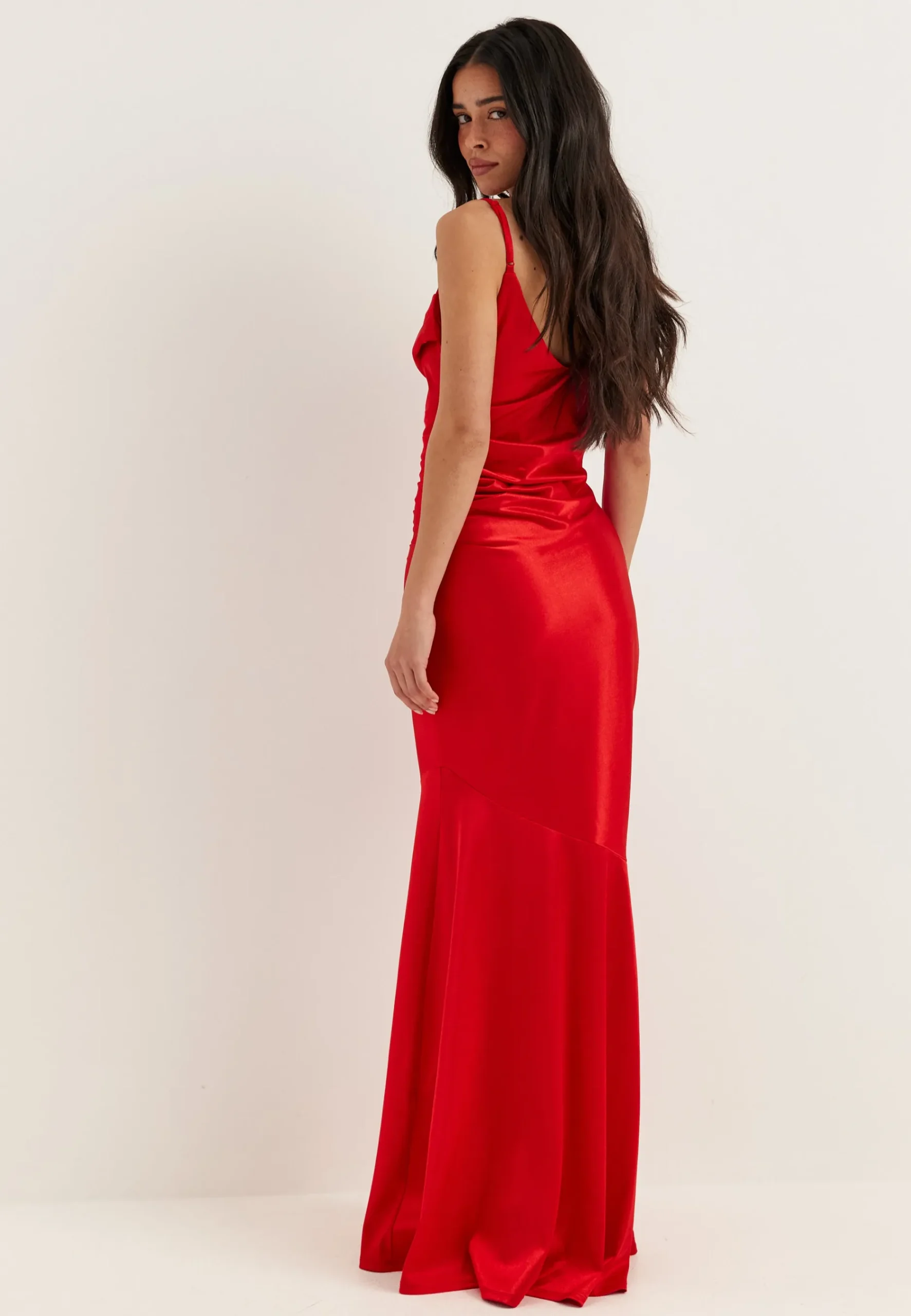 Cowl Neck Stretch Satin Gown