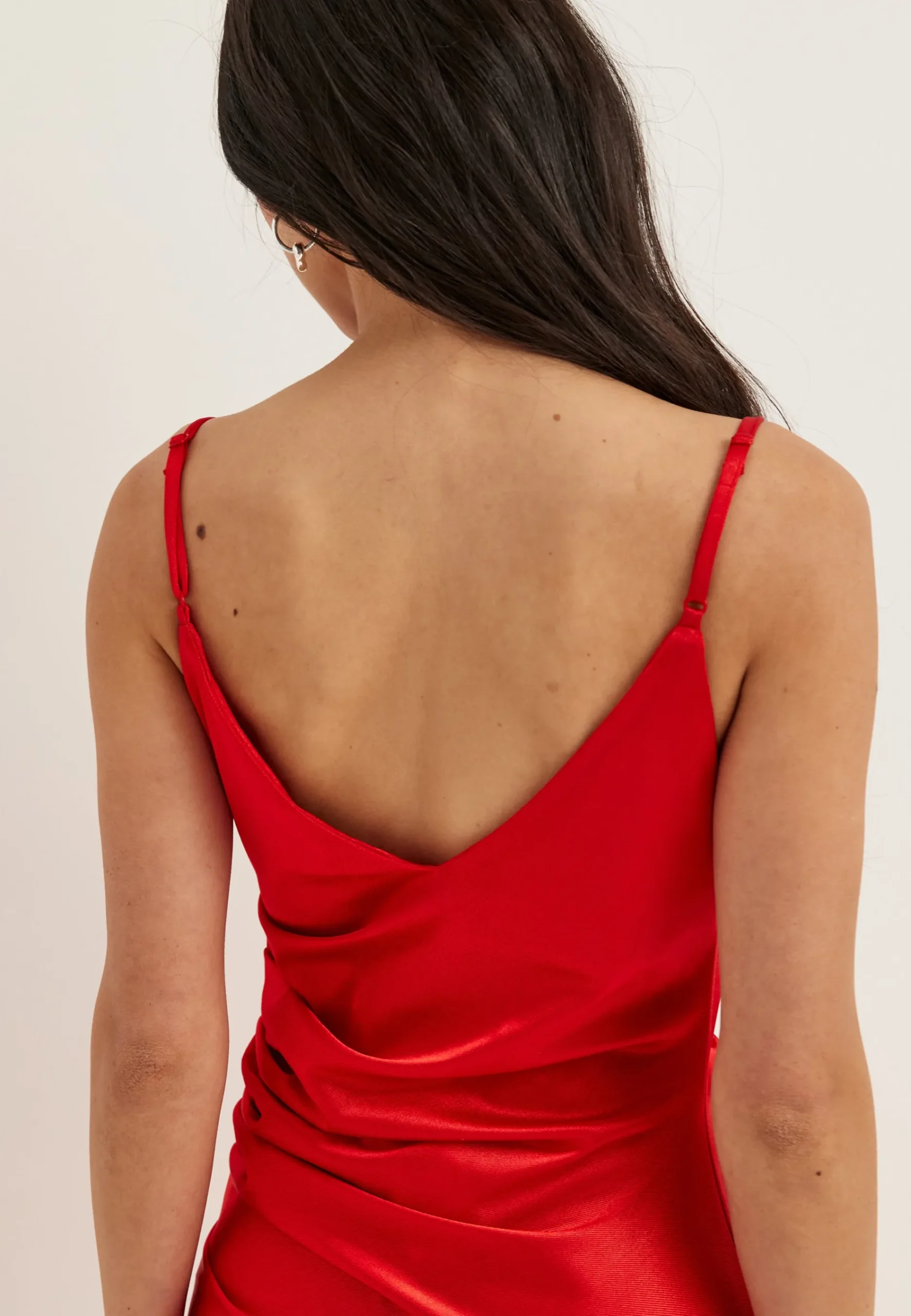 Cowl Neck Stretch Satin Gown
