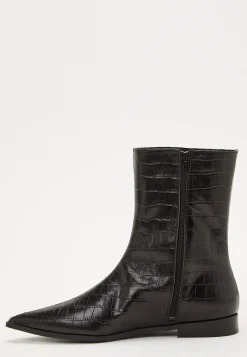 Croco Leather Ankle Boot