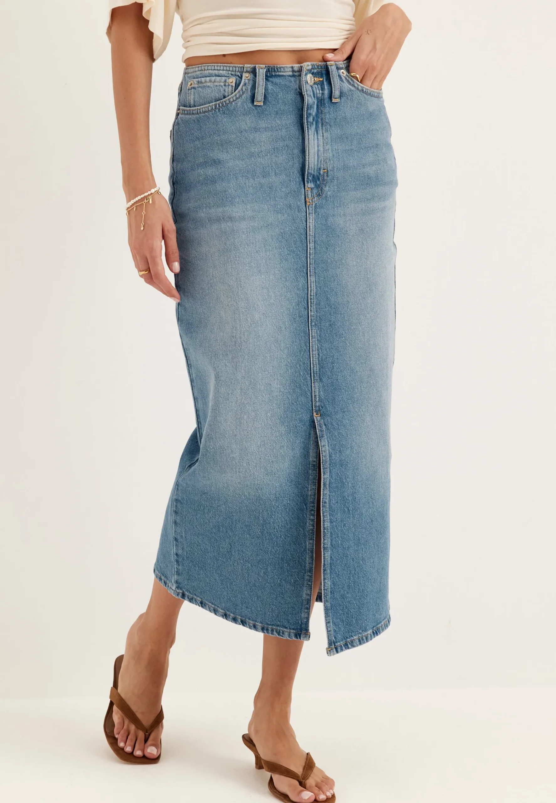 Denim Midi Skirt