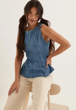 Denim Peplum Top
