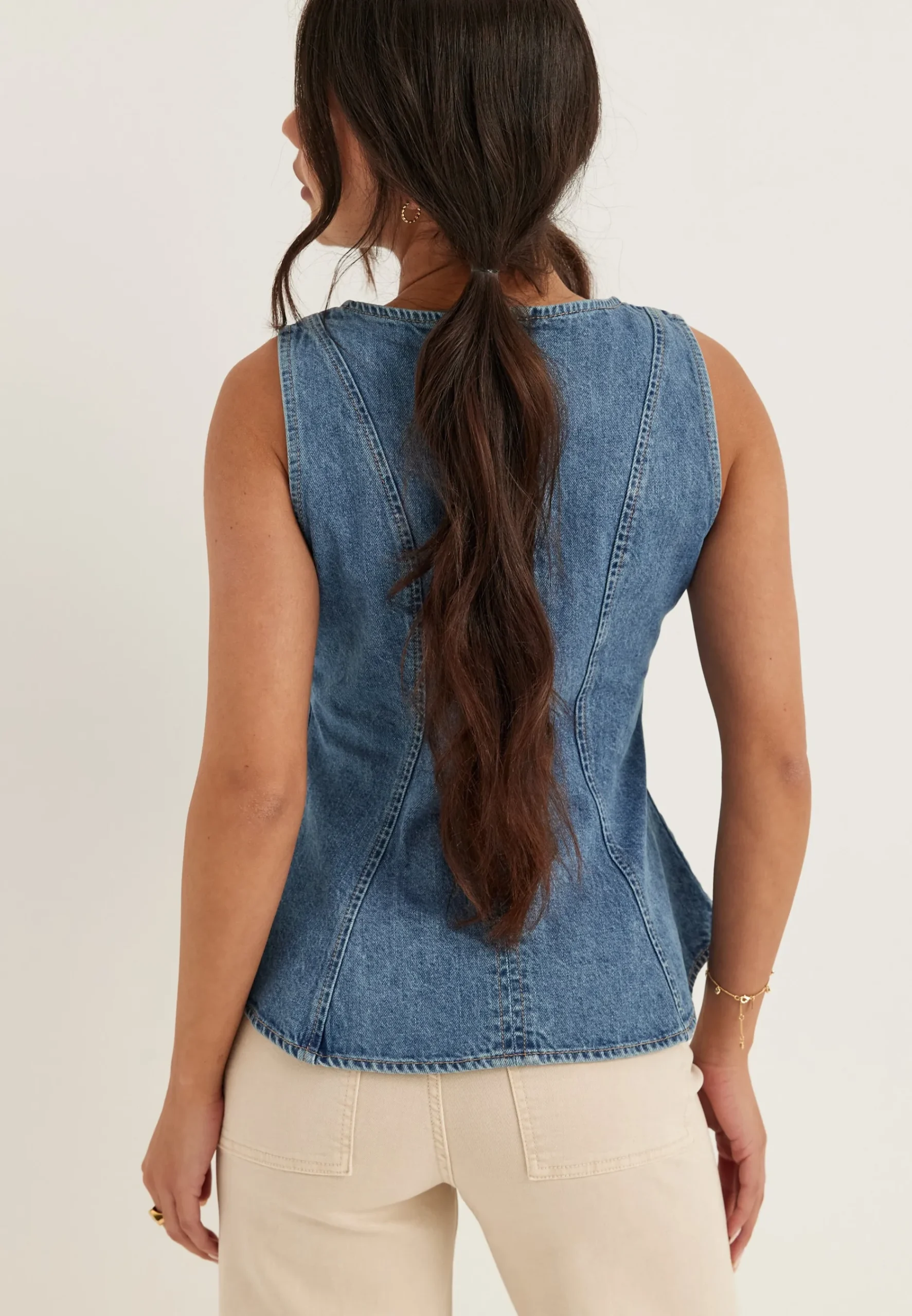 Denim Peplum Top