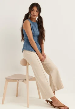 Denim Peplum Top