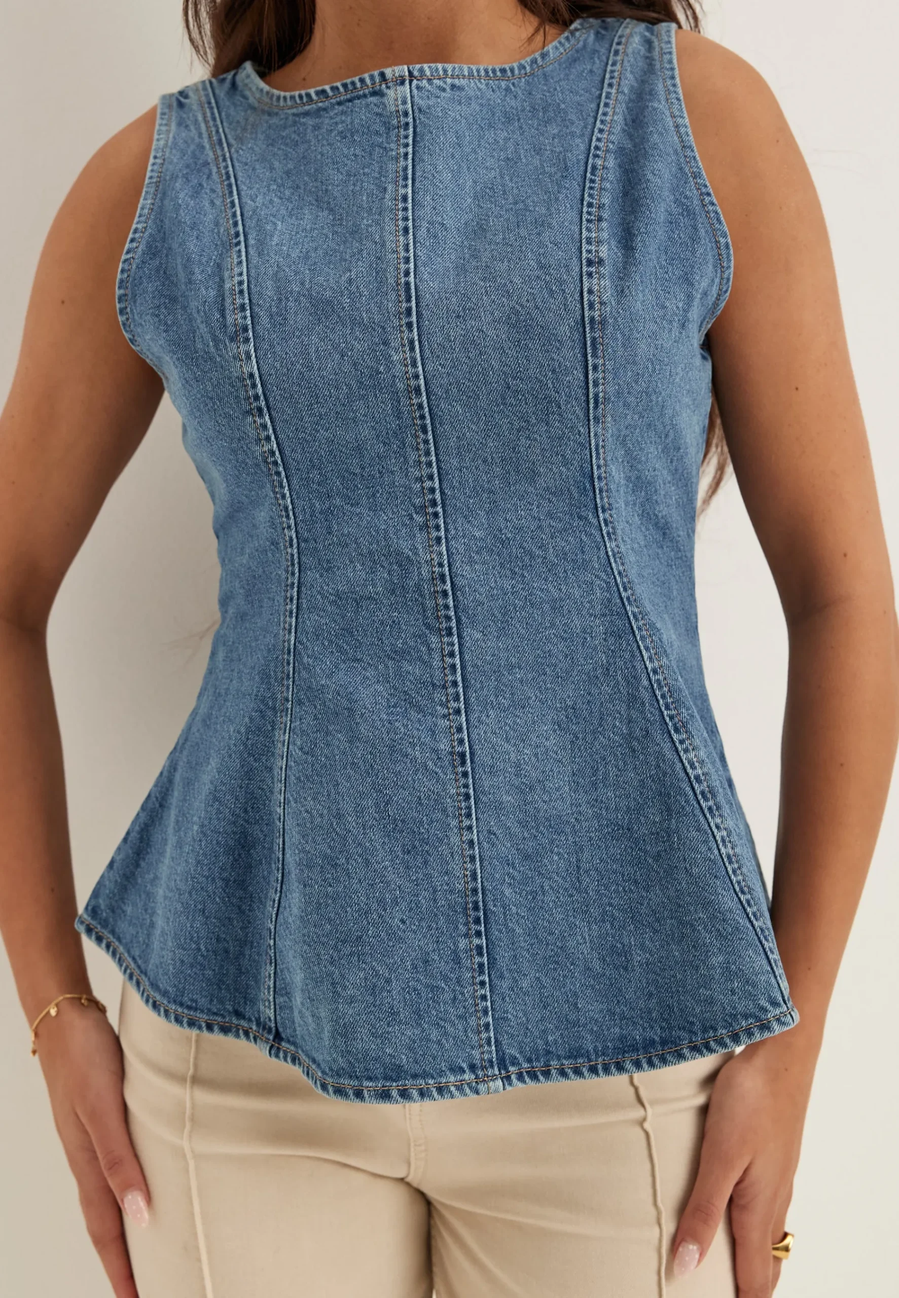Denim Peplum Top