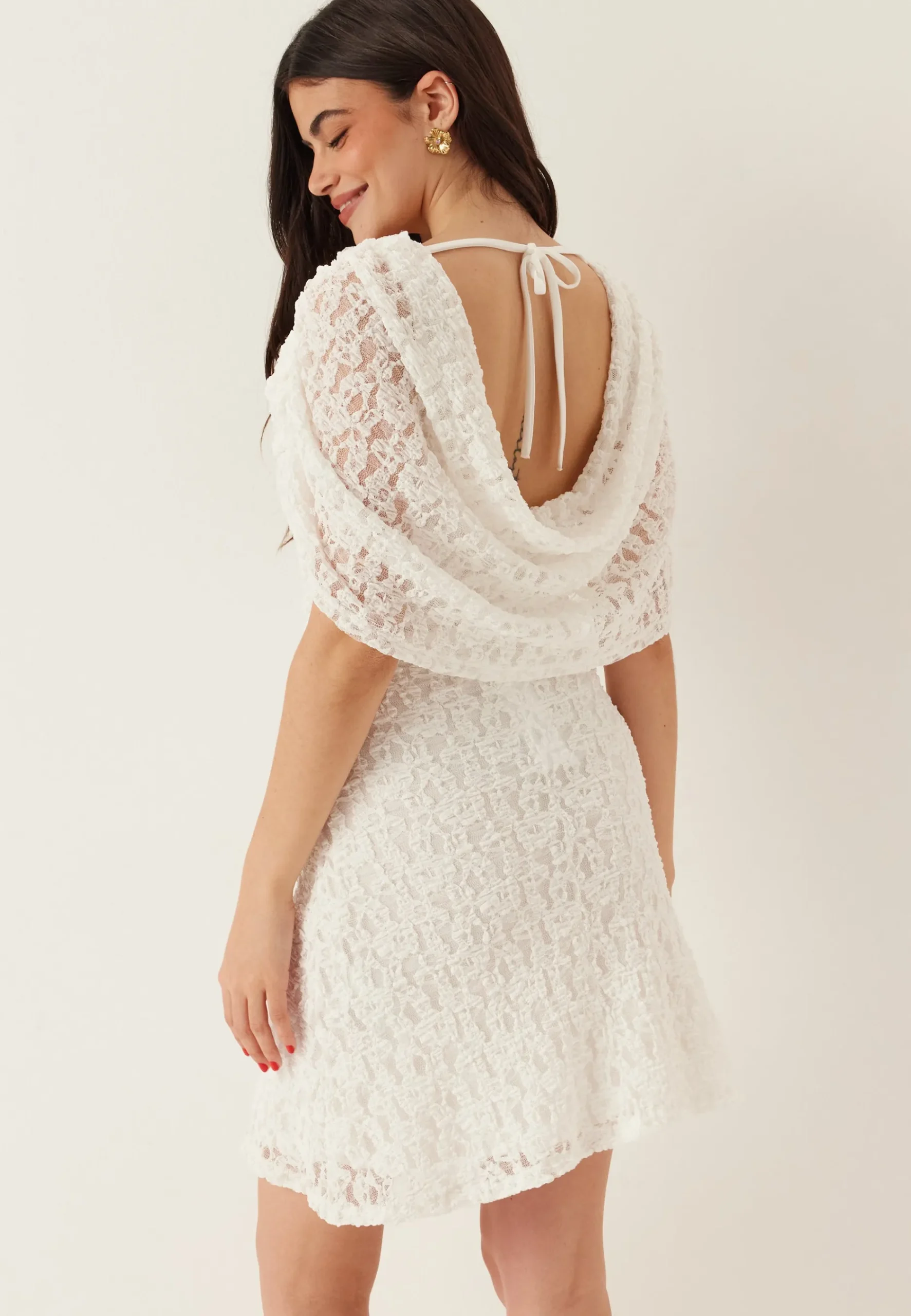 Drapy Cape Lace Dress
