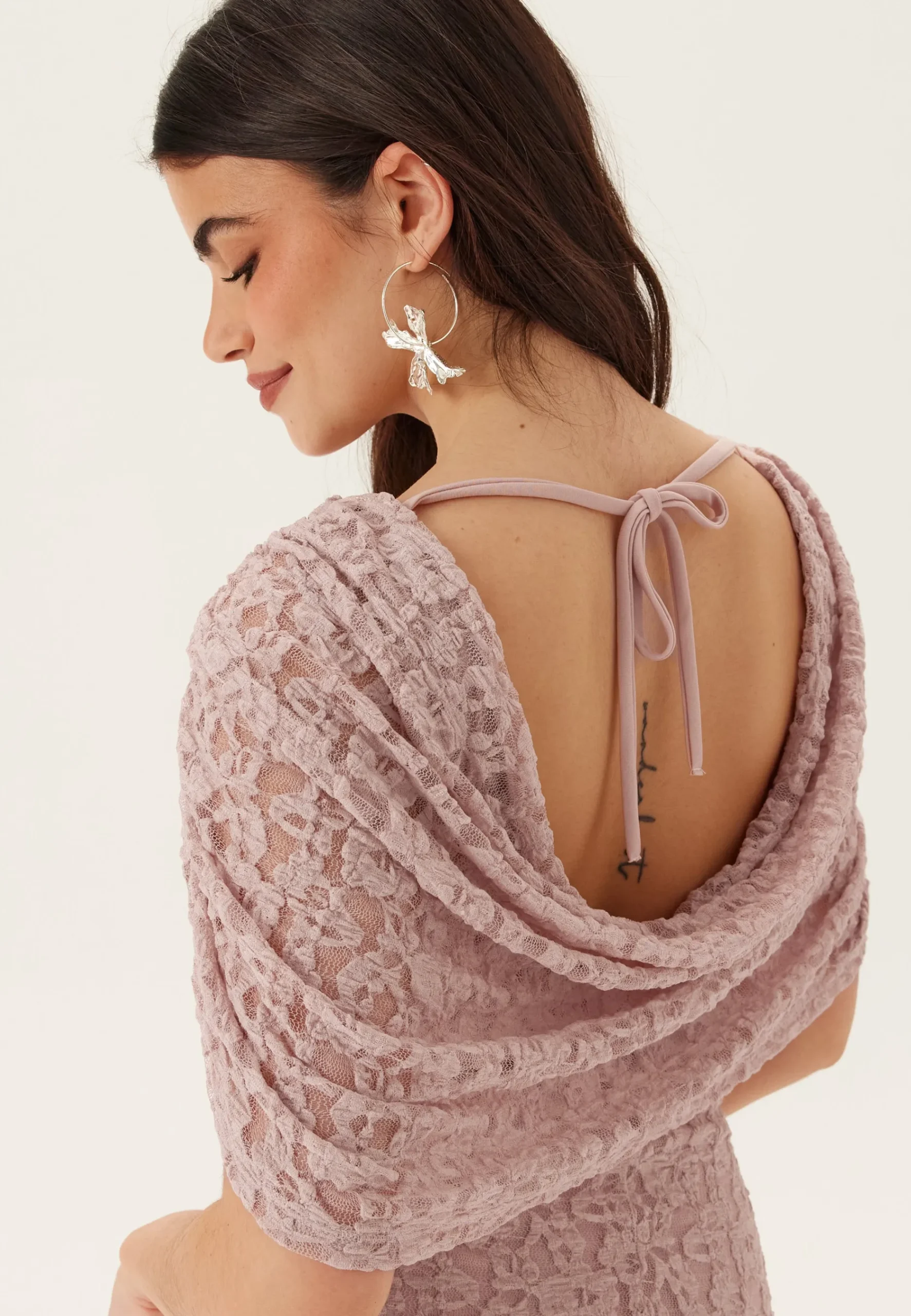 Drapy Cape Lace Dress