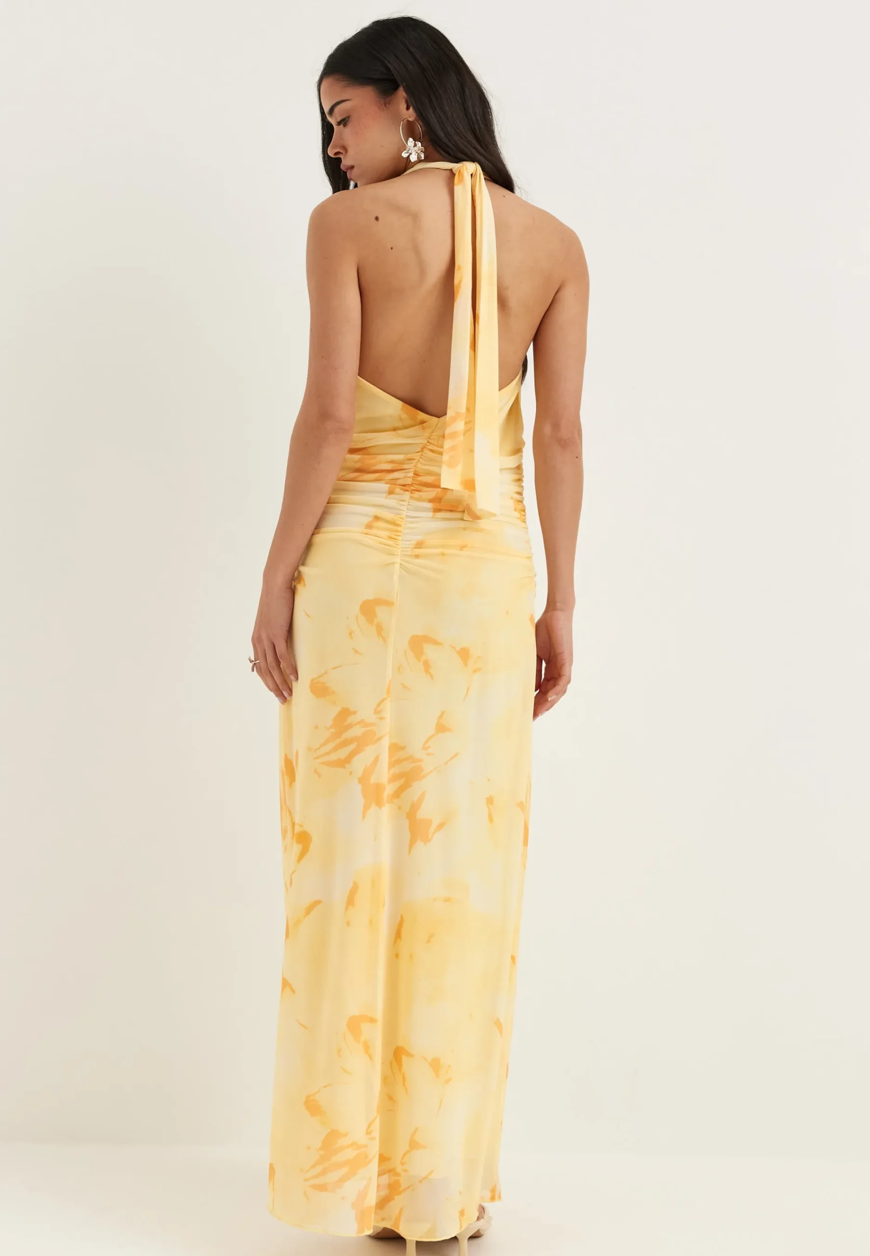 Drapy Halterneck Mesh Dress