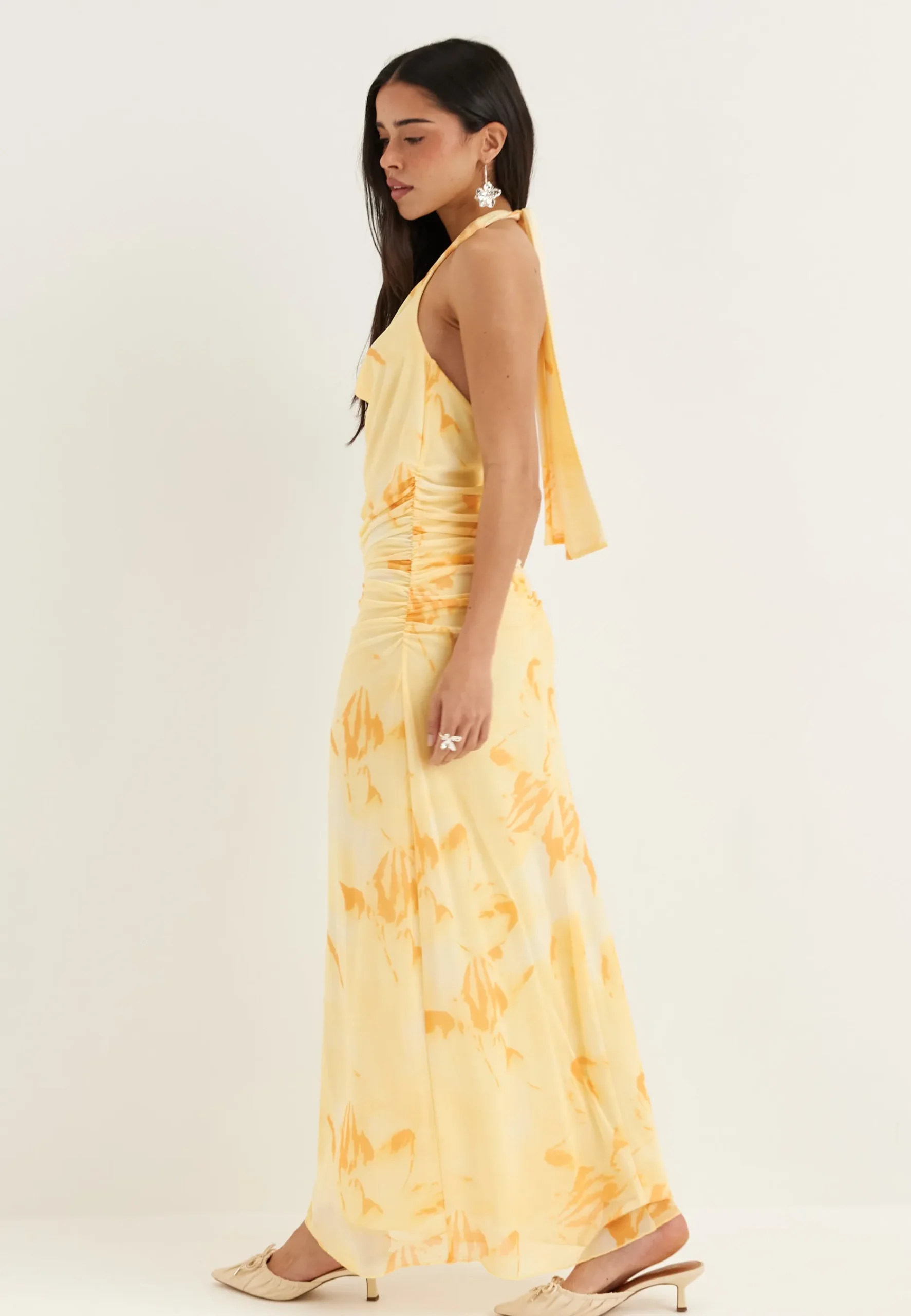 Drapy Halterneck Mesh Dress