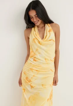 Drapy Halterneck Mesh Dress