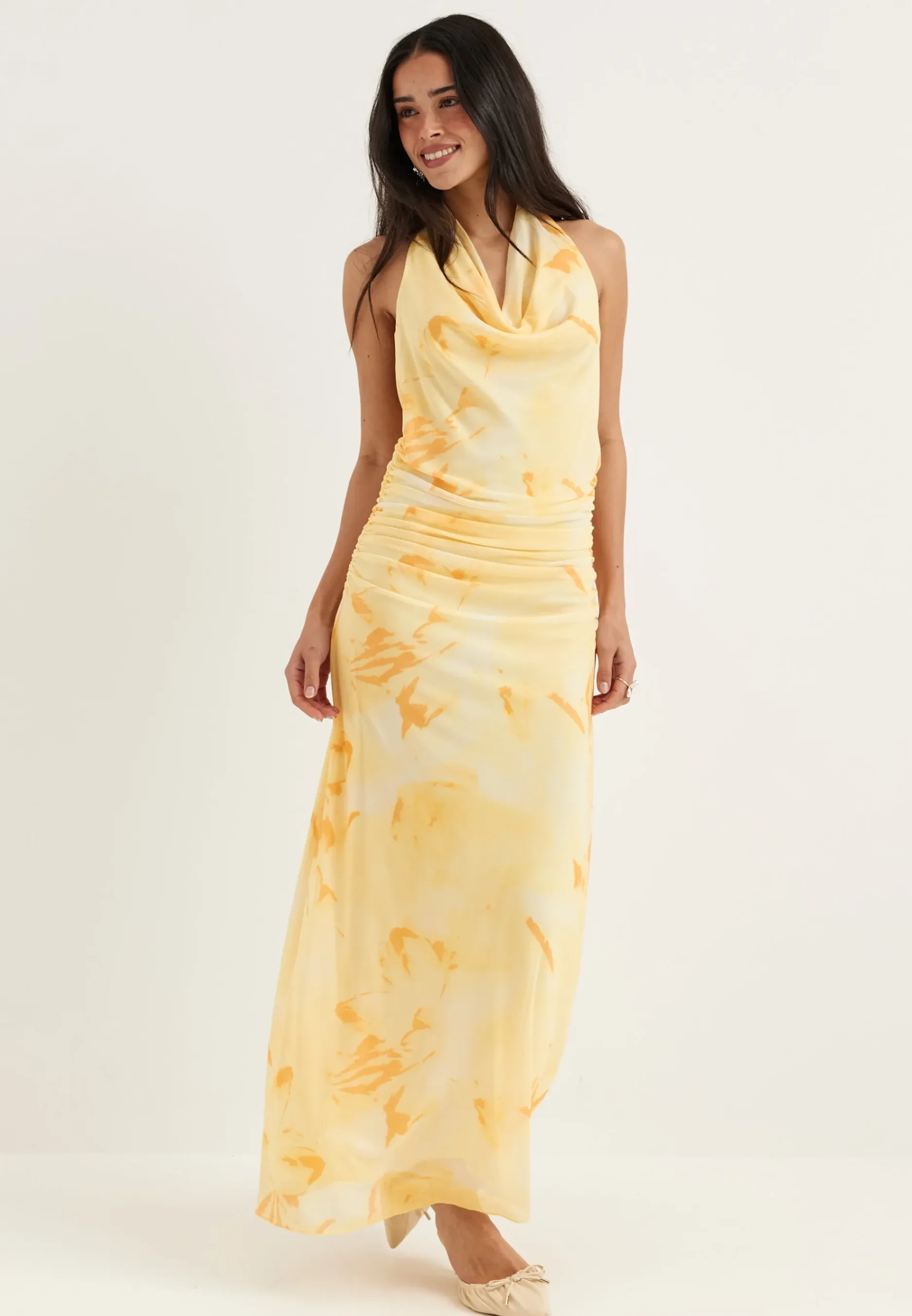 Drapy Halterneck Mesh Dress