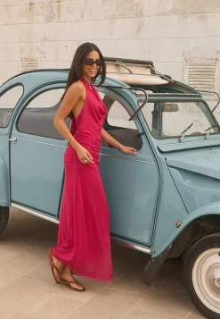 Drapy Halterneck Mesh Dress