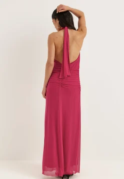 Drapy Halterneck Mesh Dress