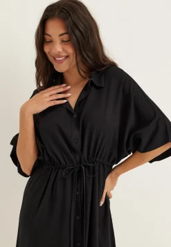 Drawstring Viscose Shirt Dress