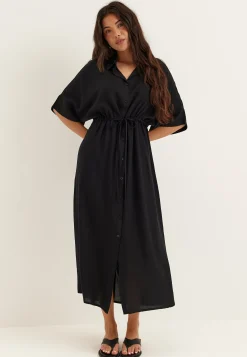 Drawstring Viscose Shirt Dress