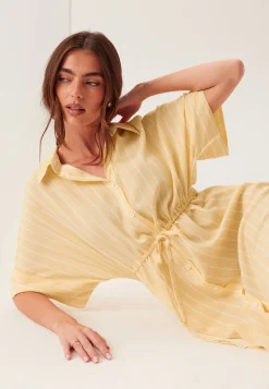 Drawstring Viscose Shirt Dress