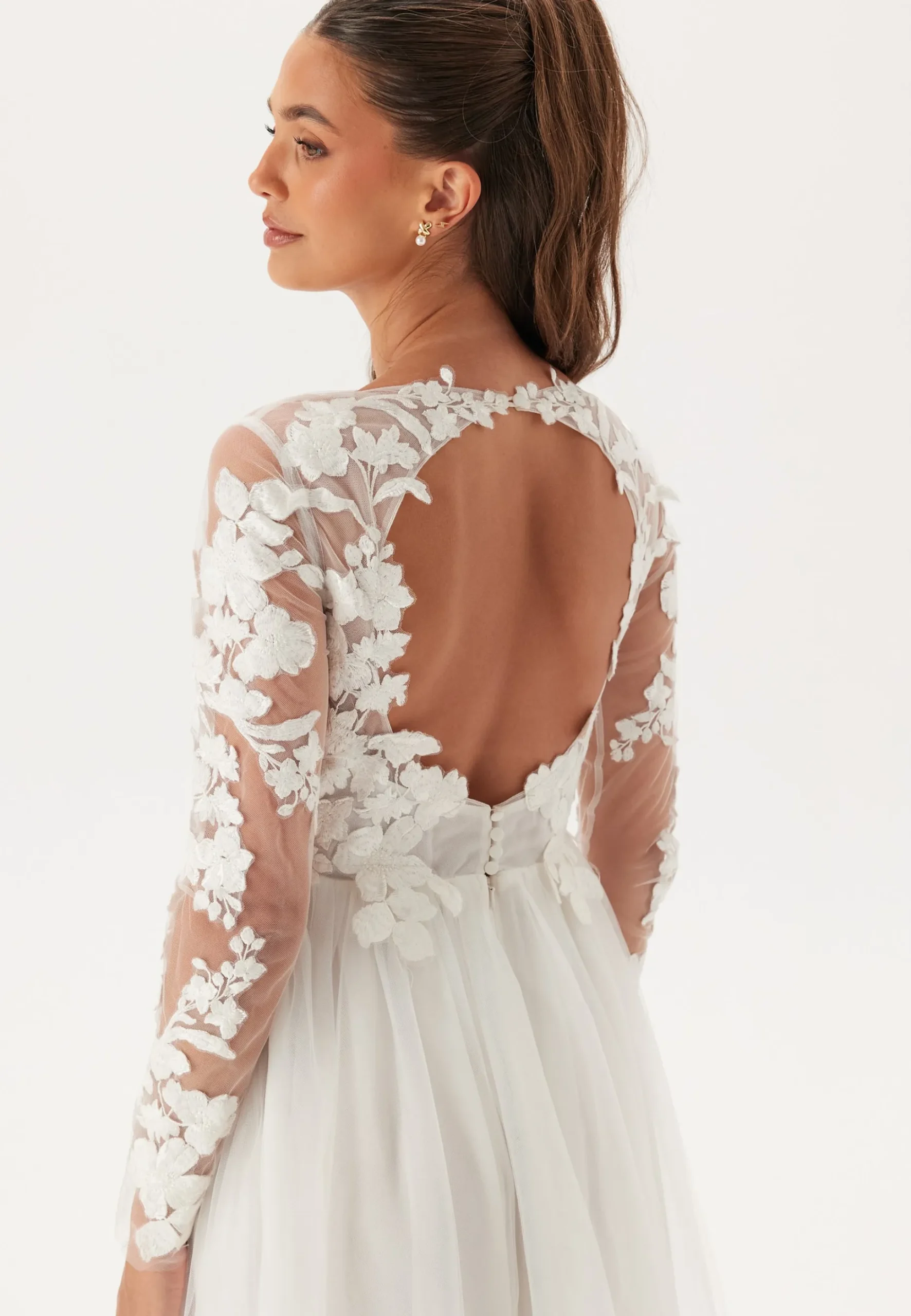 Floral Embroidered Tulle Wedding Gown