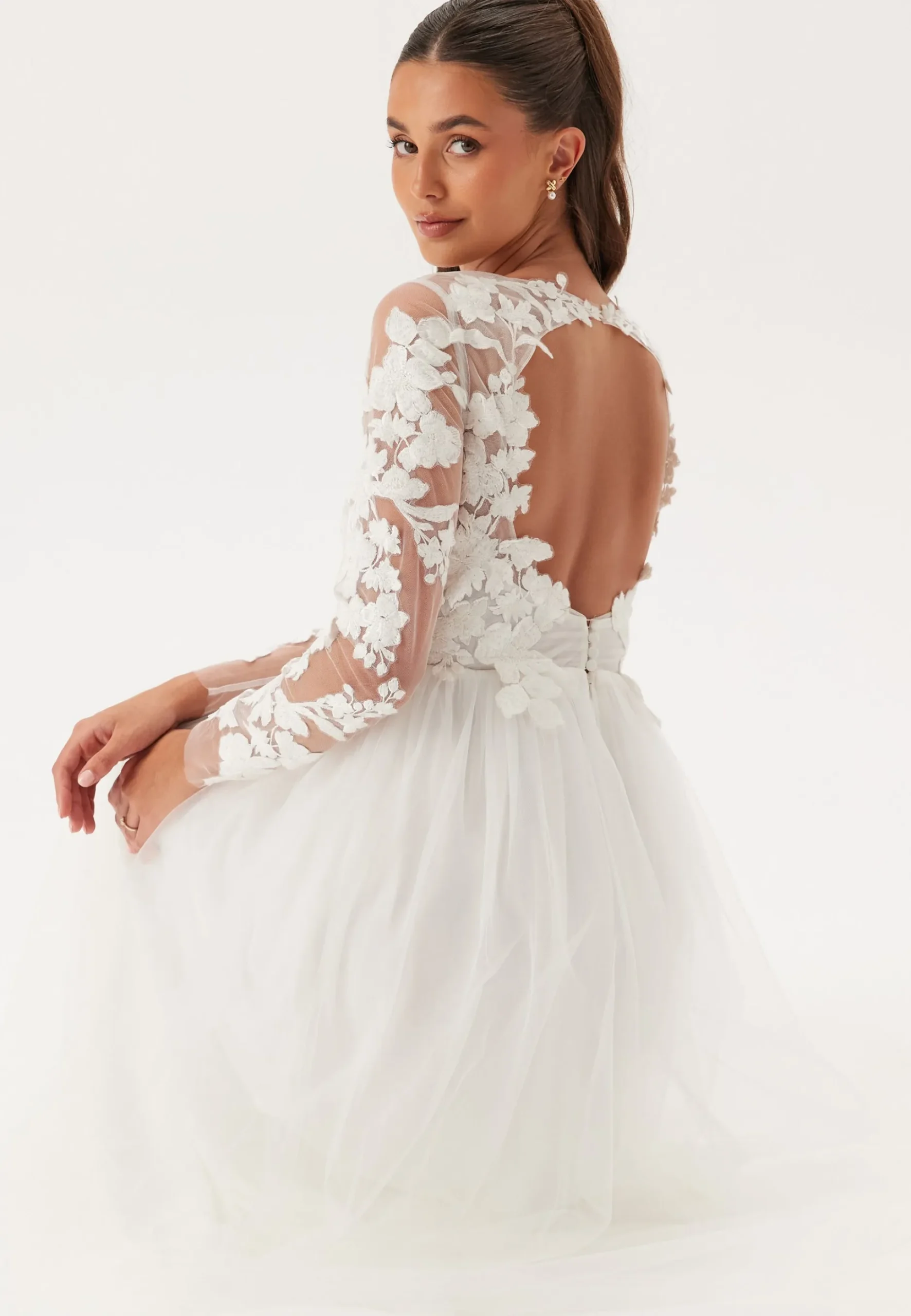 Floral Embroidered Tulle Wedding Gown