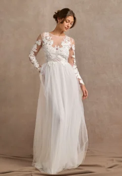 Floral Embroidered Tulle Wedding Gown