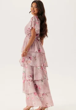 Floral Flutter Tiered Maxi Dress