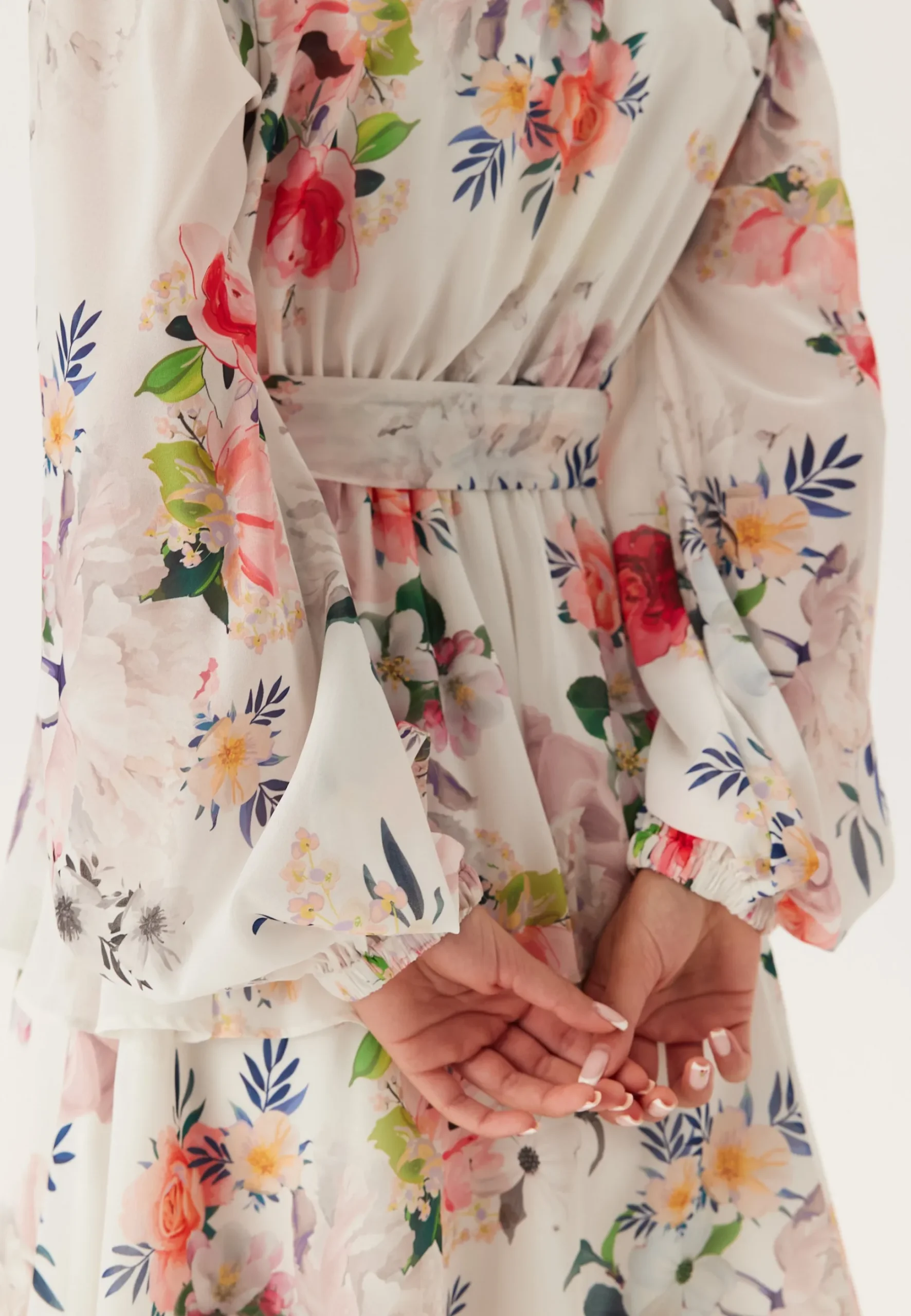 Floral Long Sleeve Tiered Skater Dress