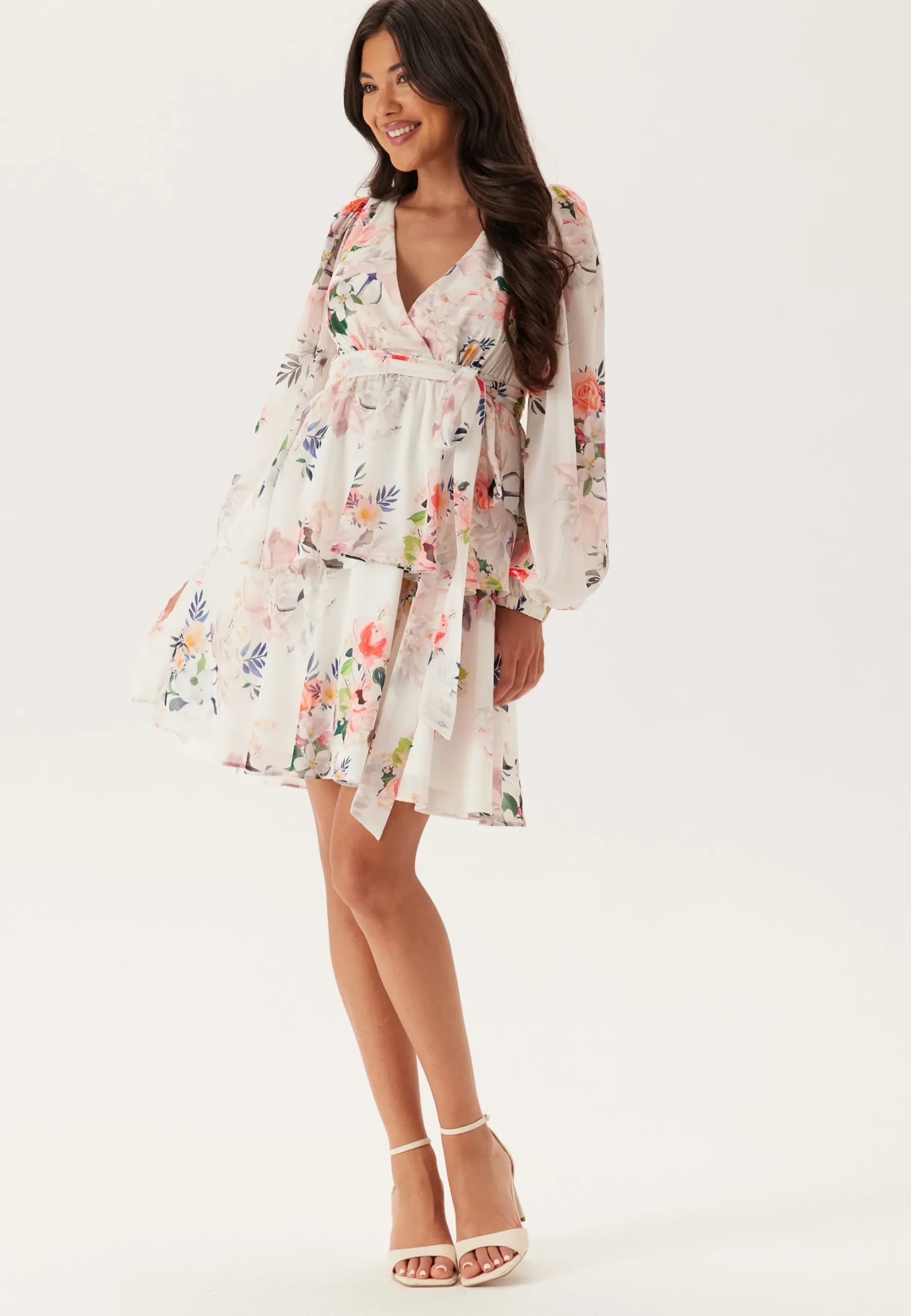 Floral Long Sleeve Tiered Skater Dress