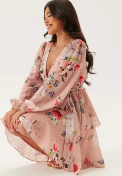 Floral Long Sleeve Tiered Skater Dress