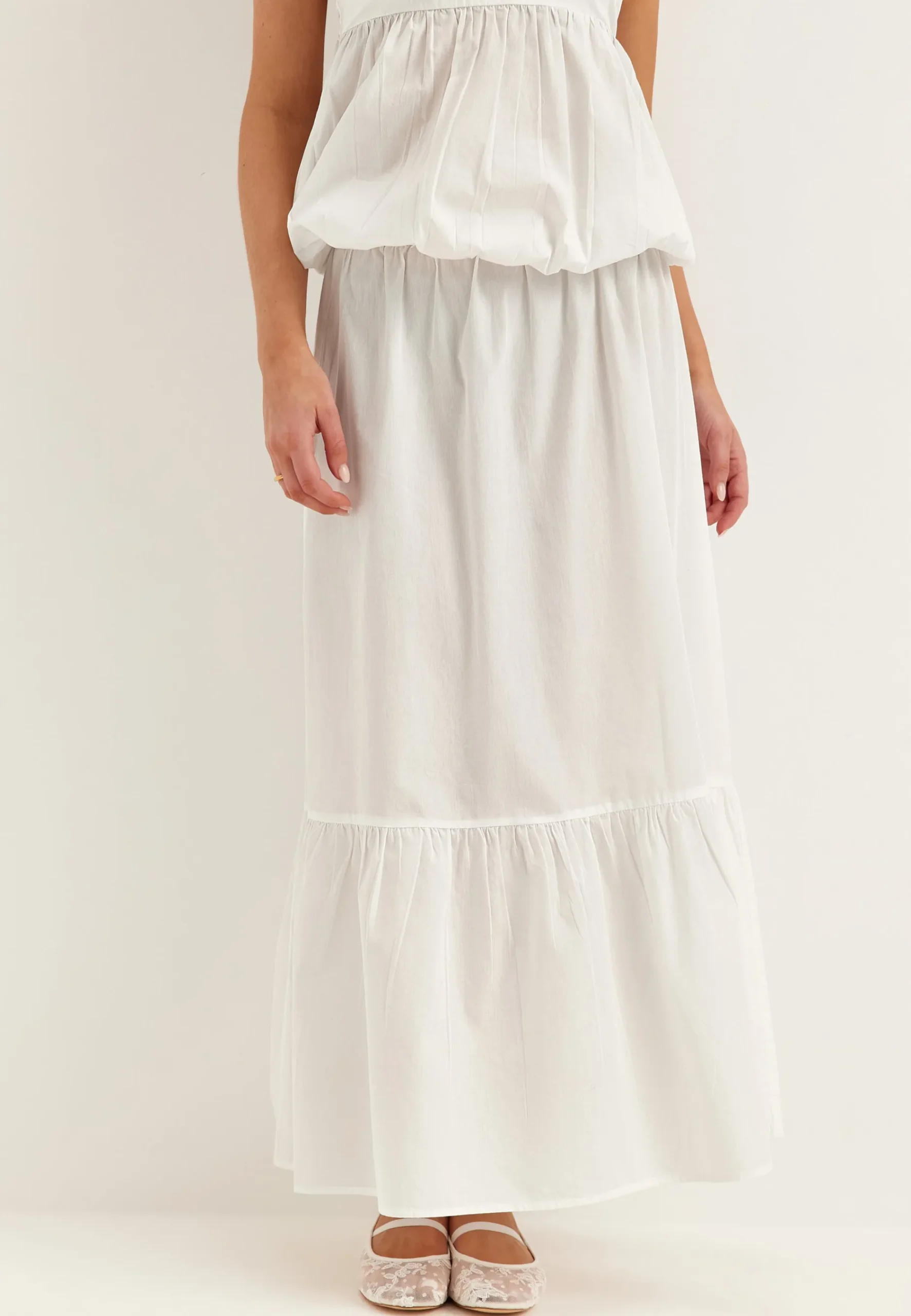 Flounce Detail Cotton Skirt