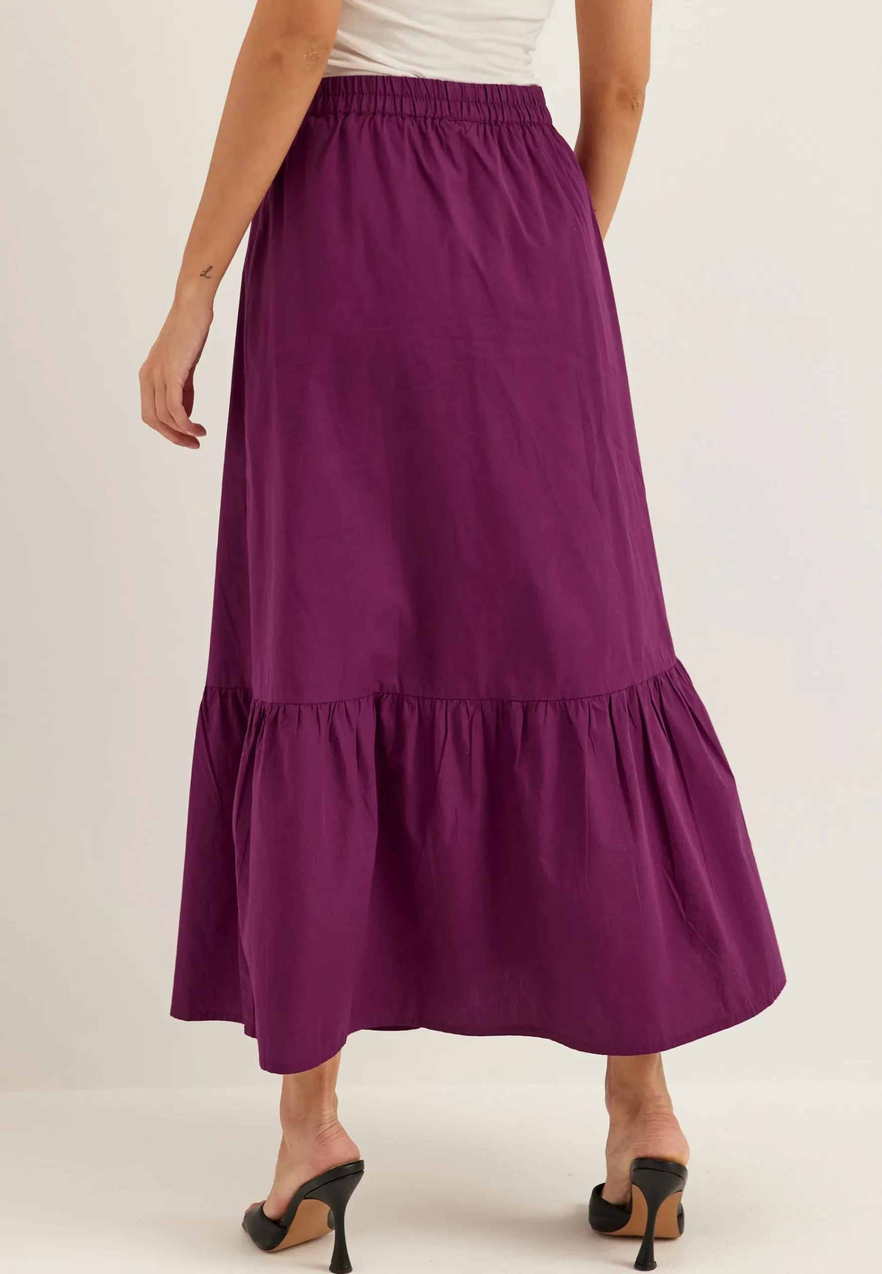Flounce Detail Cotton Skirt