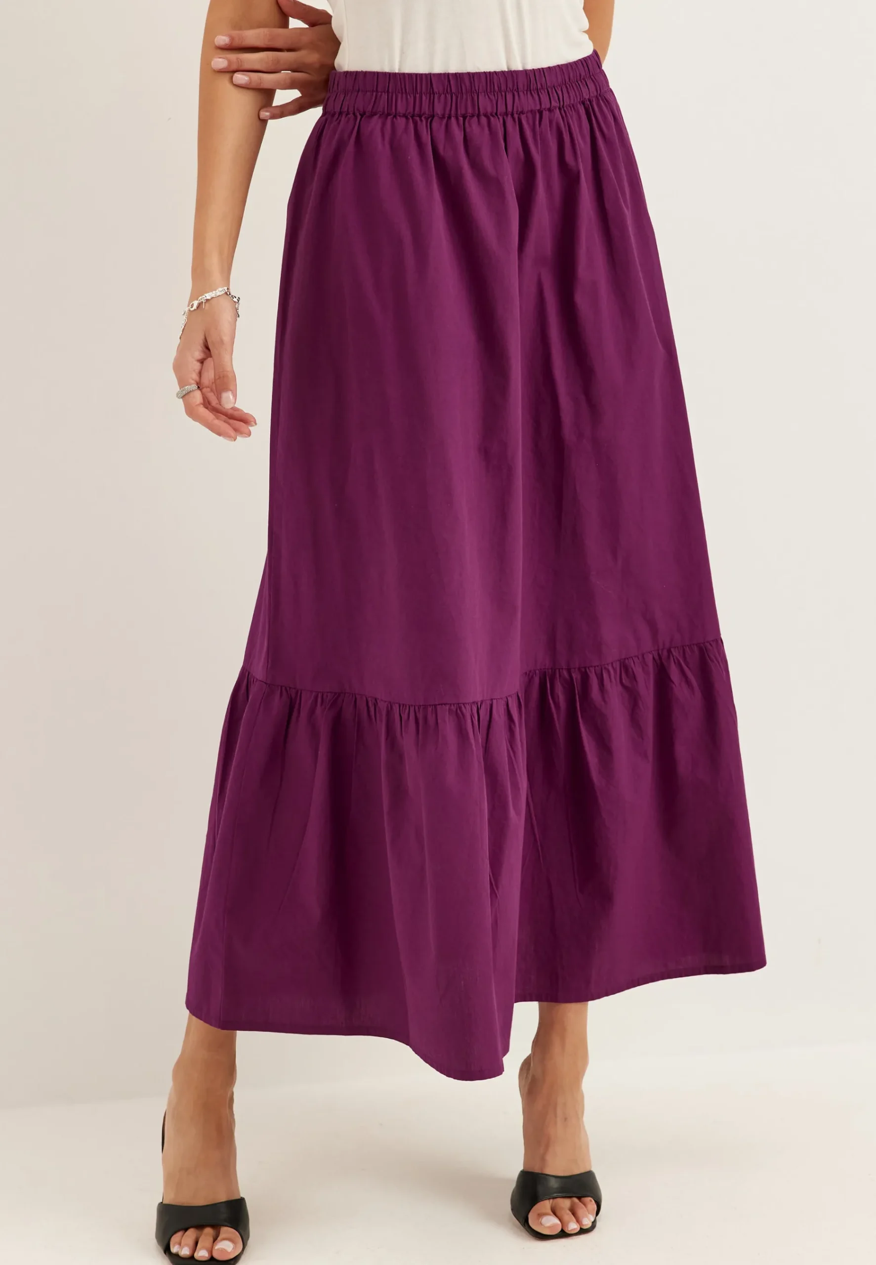 Flounce Detail Cotton Skirt