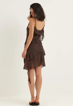 Flounce Mesh Short Dress