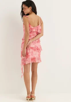 Flounce Mesh Short Dress