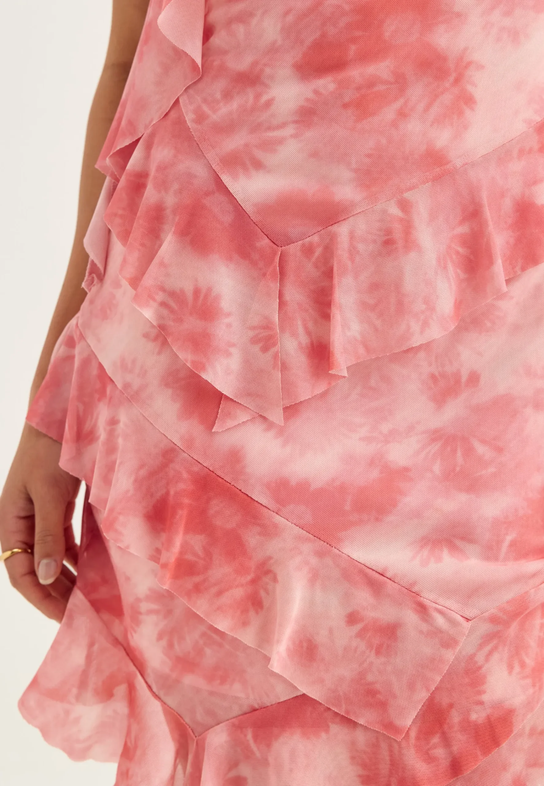 Flounce Mesh Short Dress