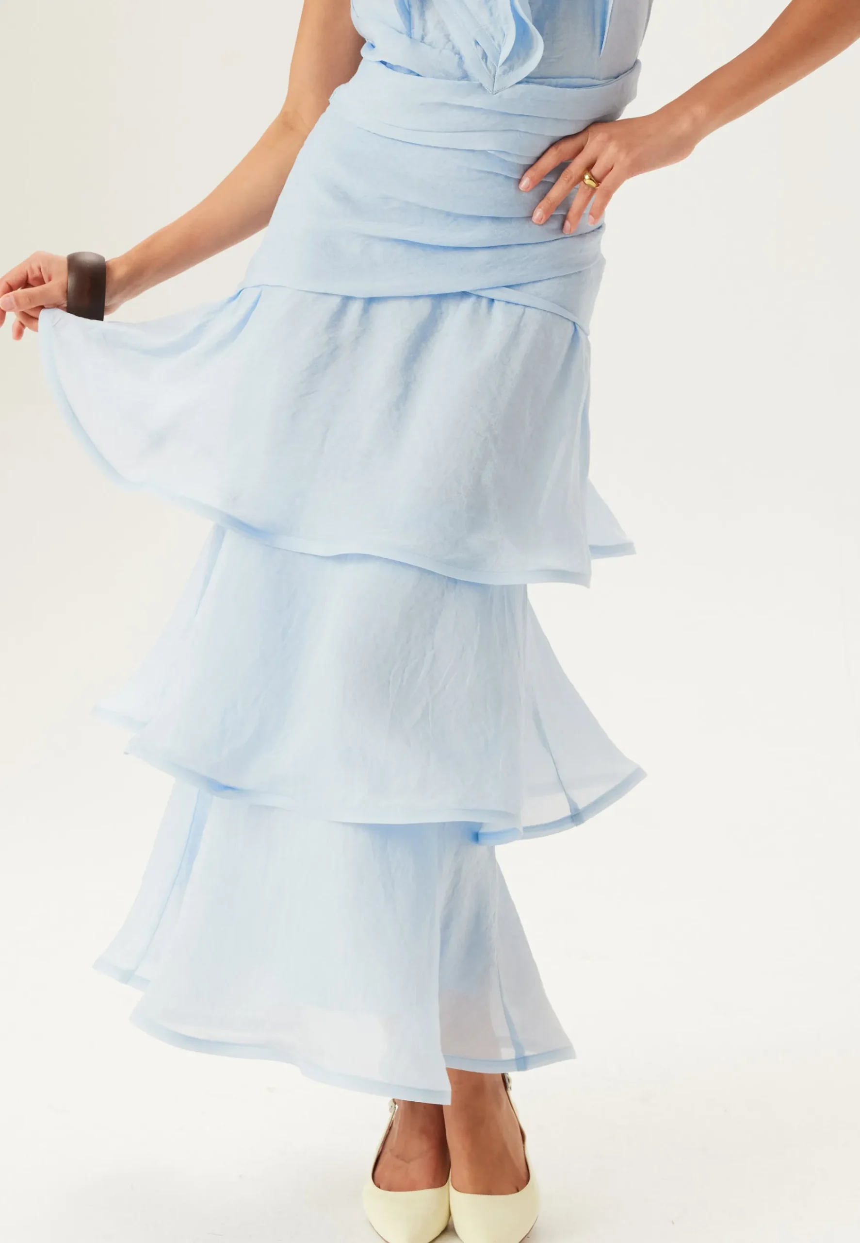 Flounce Sheer Ankle Skirt
