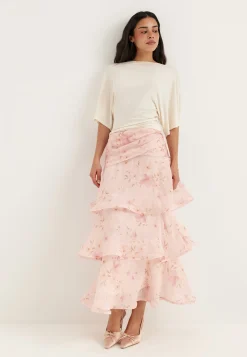 Flounce Sheer Ankle Skirt