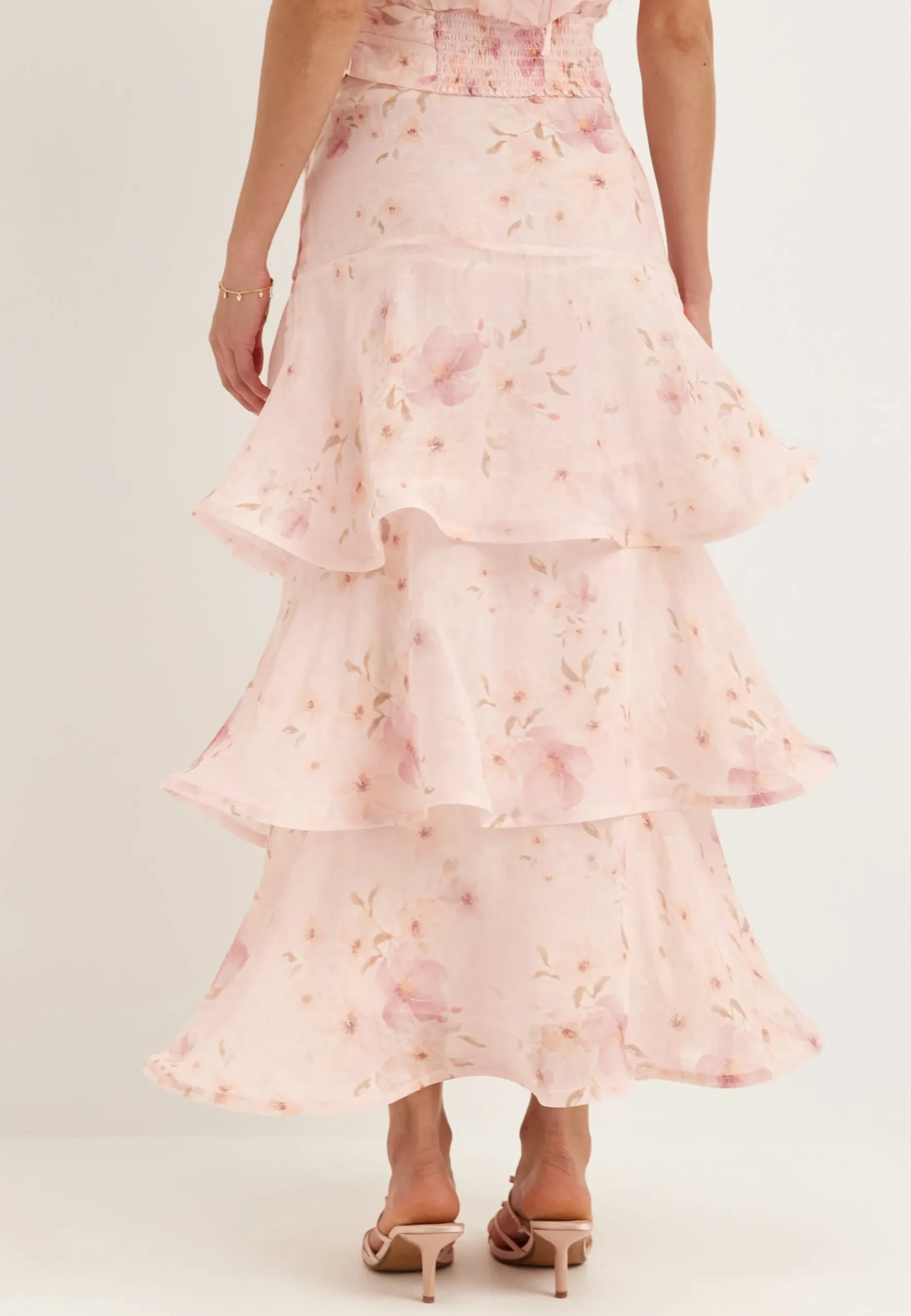 Flounce Sheer Ankle Skirt