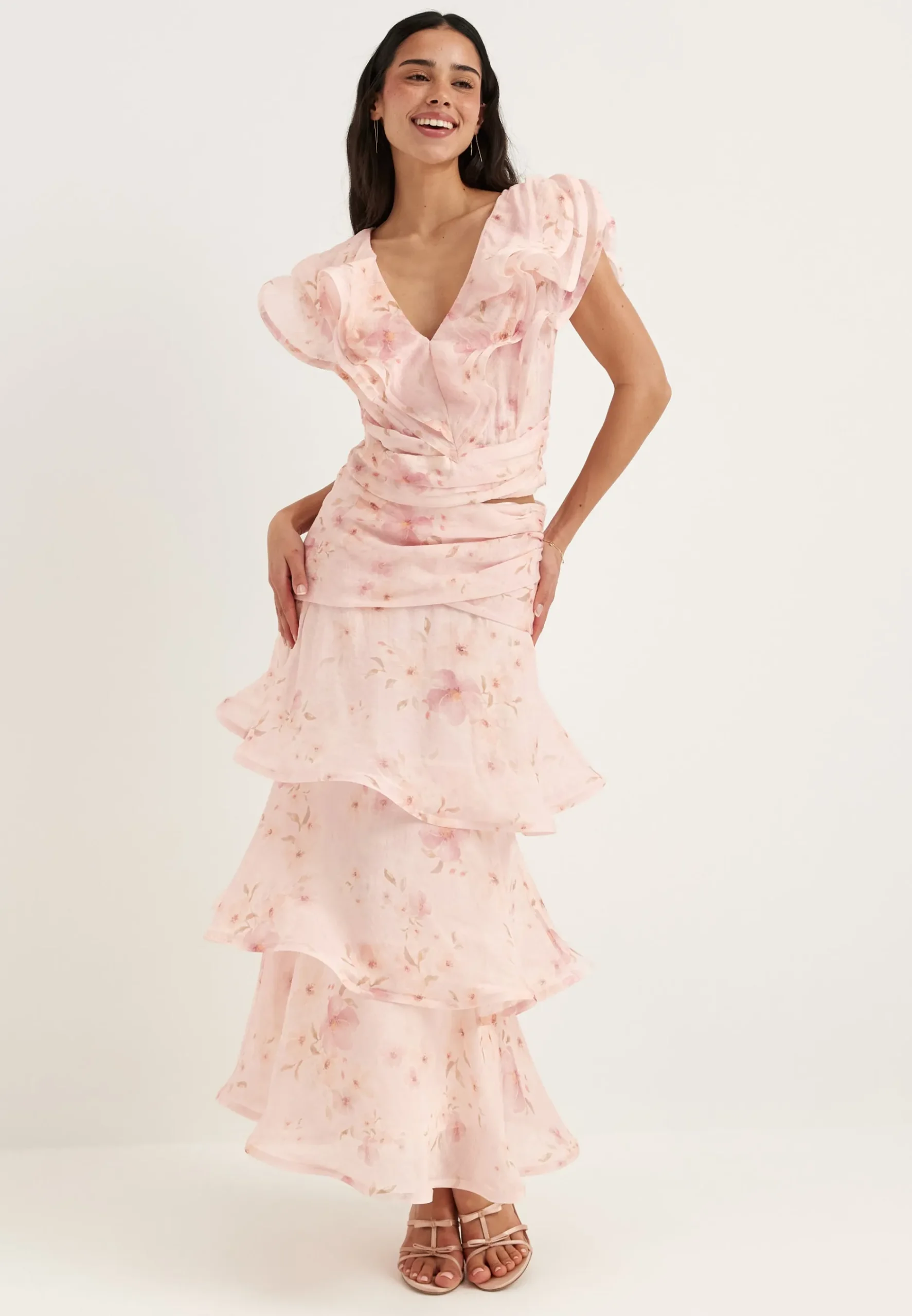 Flounce Sheer Ankle Skirt