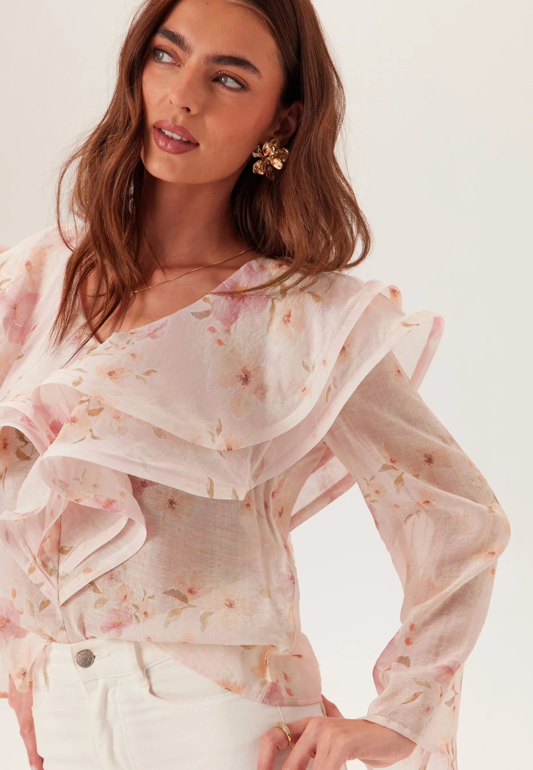 Flounce Sheer Blouse