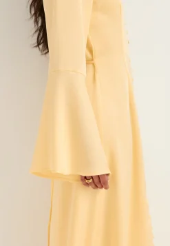 Flounce Sleeve Satin Maxi Dress