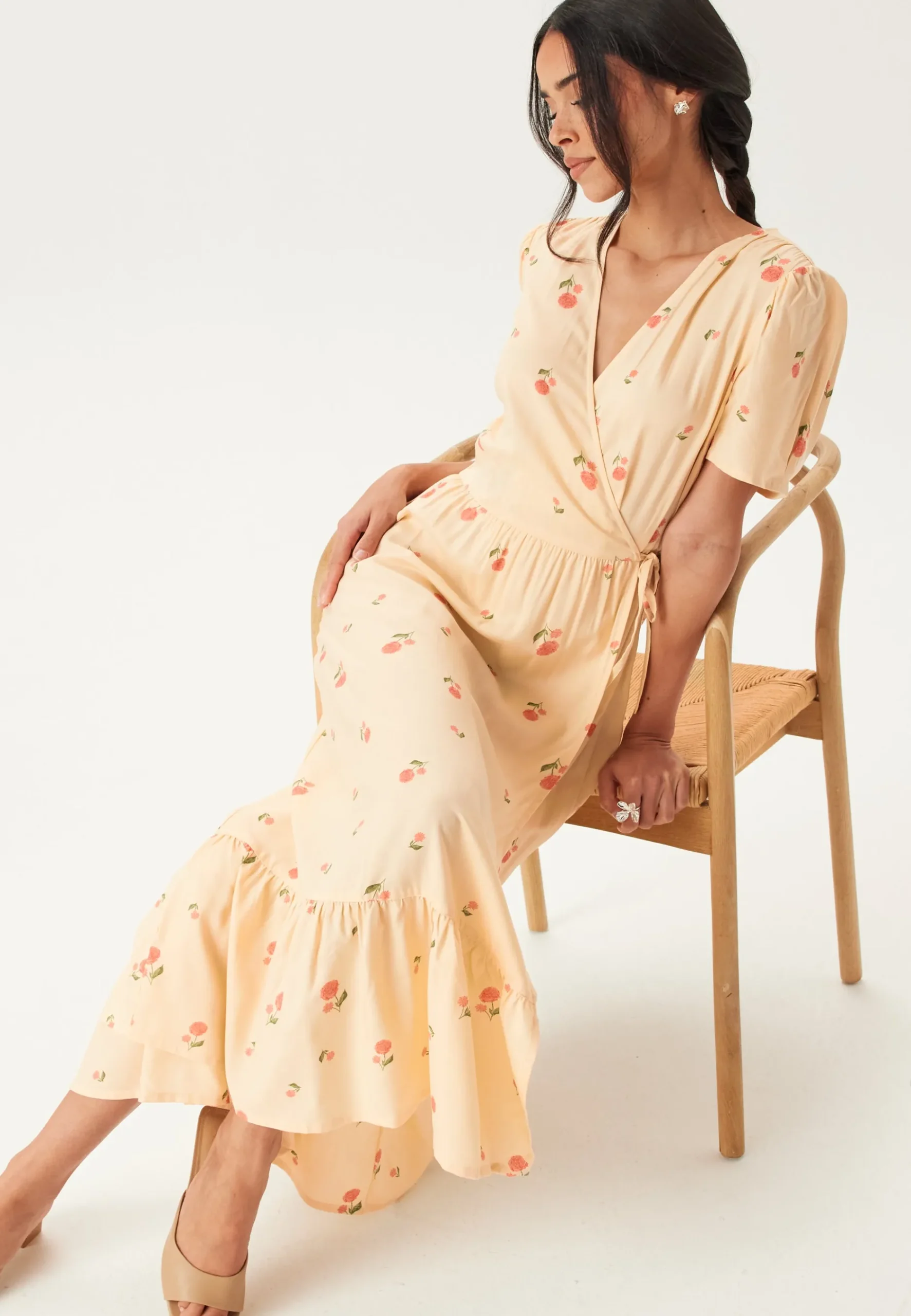 Flounce Viscose Wrap Dress