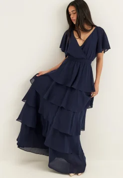 Flutter Chiffon Tiered Maxi Dress