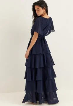 Flutter Chiffon Tiered Maxi Dress