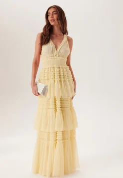 Frill Dotted Tulle Gown