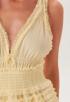 Frill Dotted Tulle Gown