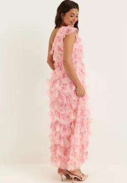 Frill Mesh Maxi Dress