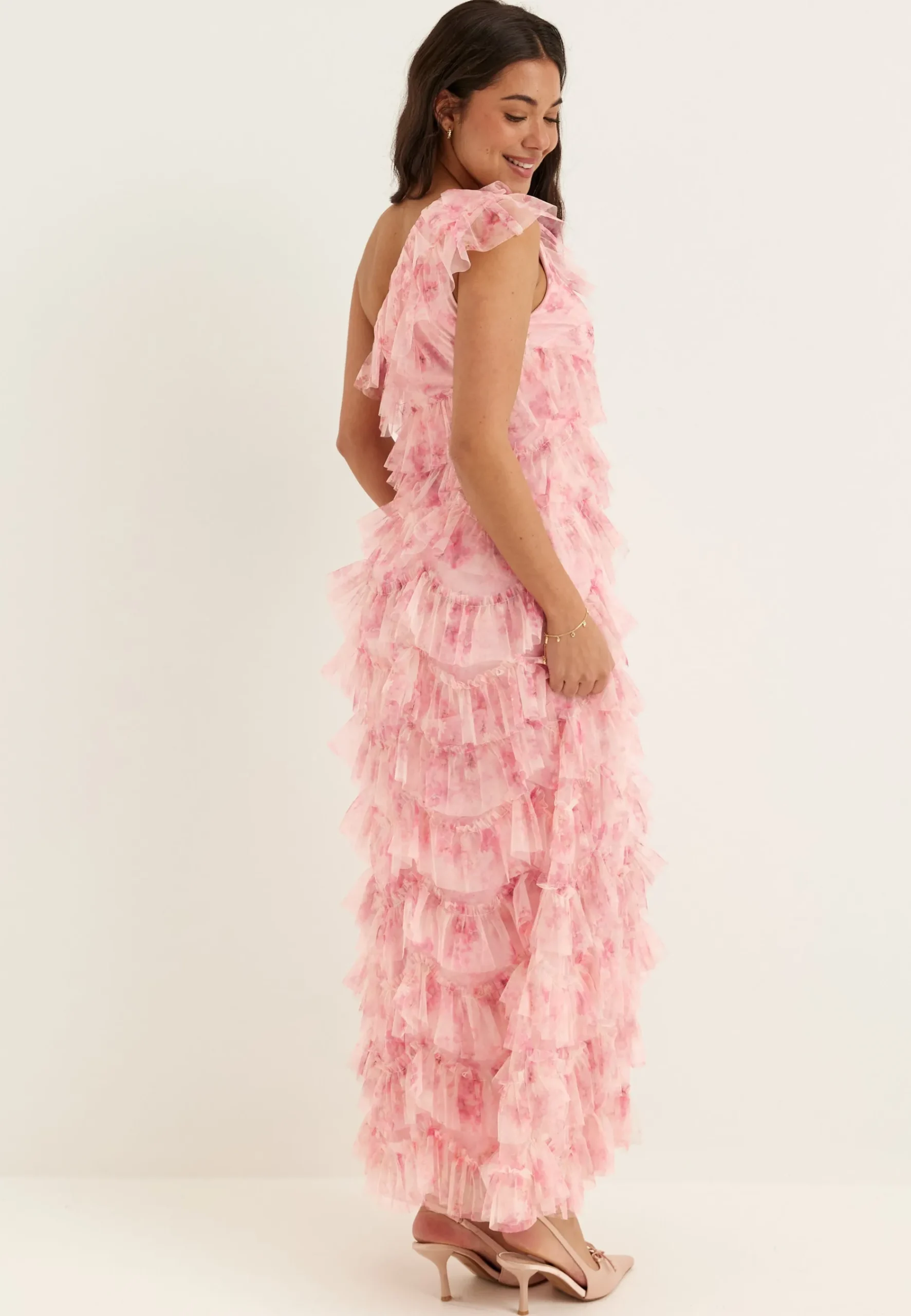 Frill Mesh Maxi Dress