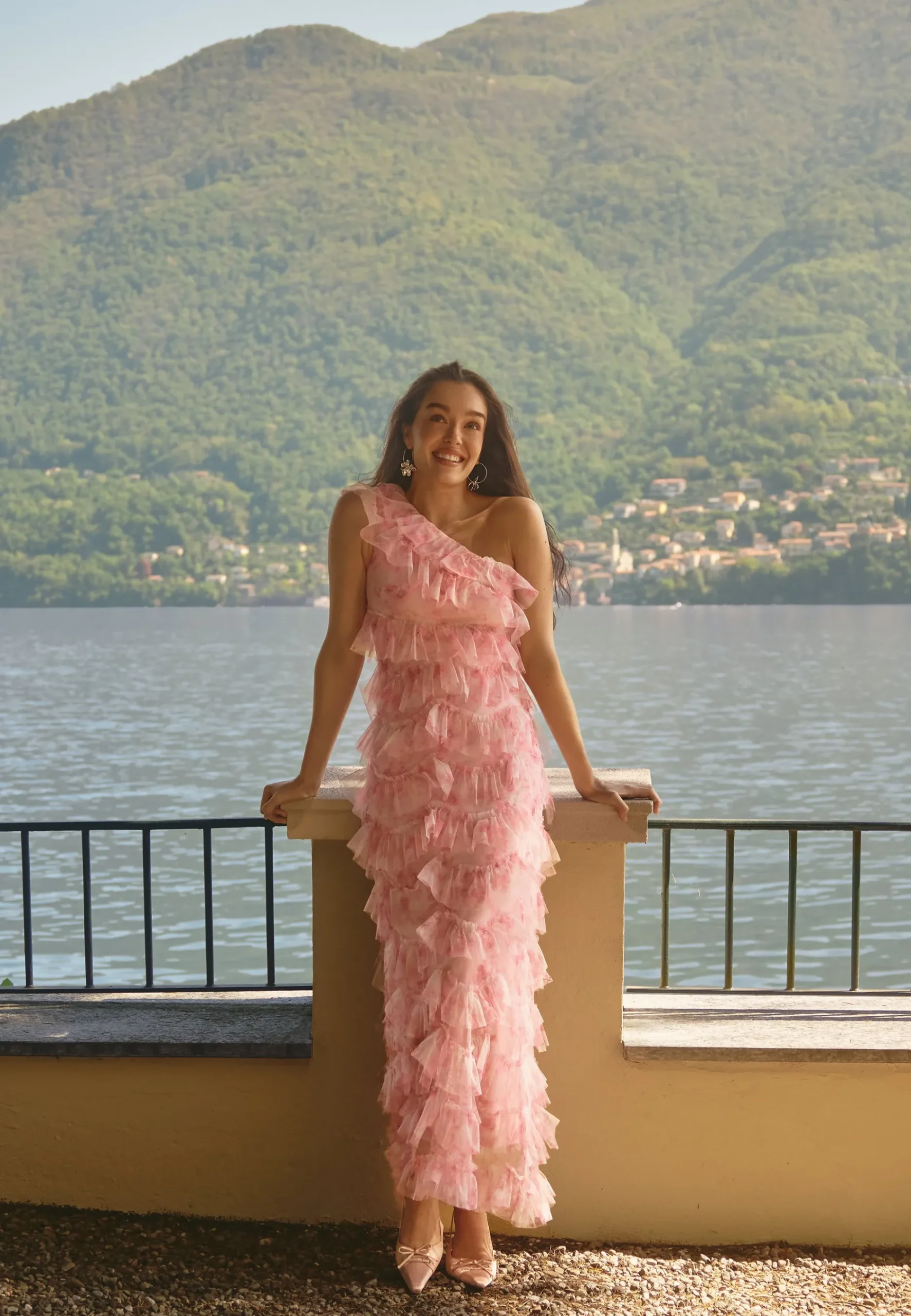 Frill Mesh Maxi Dress