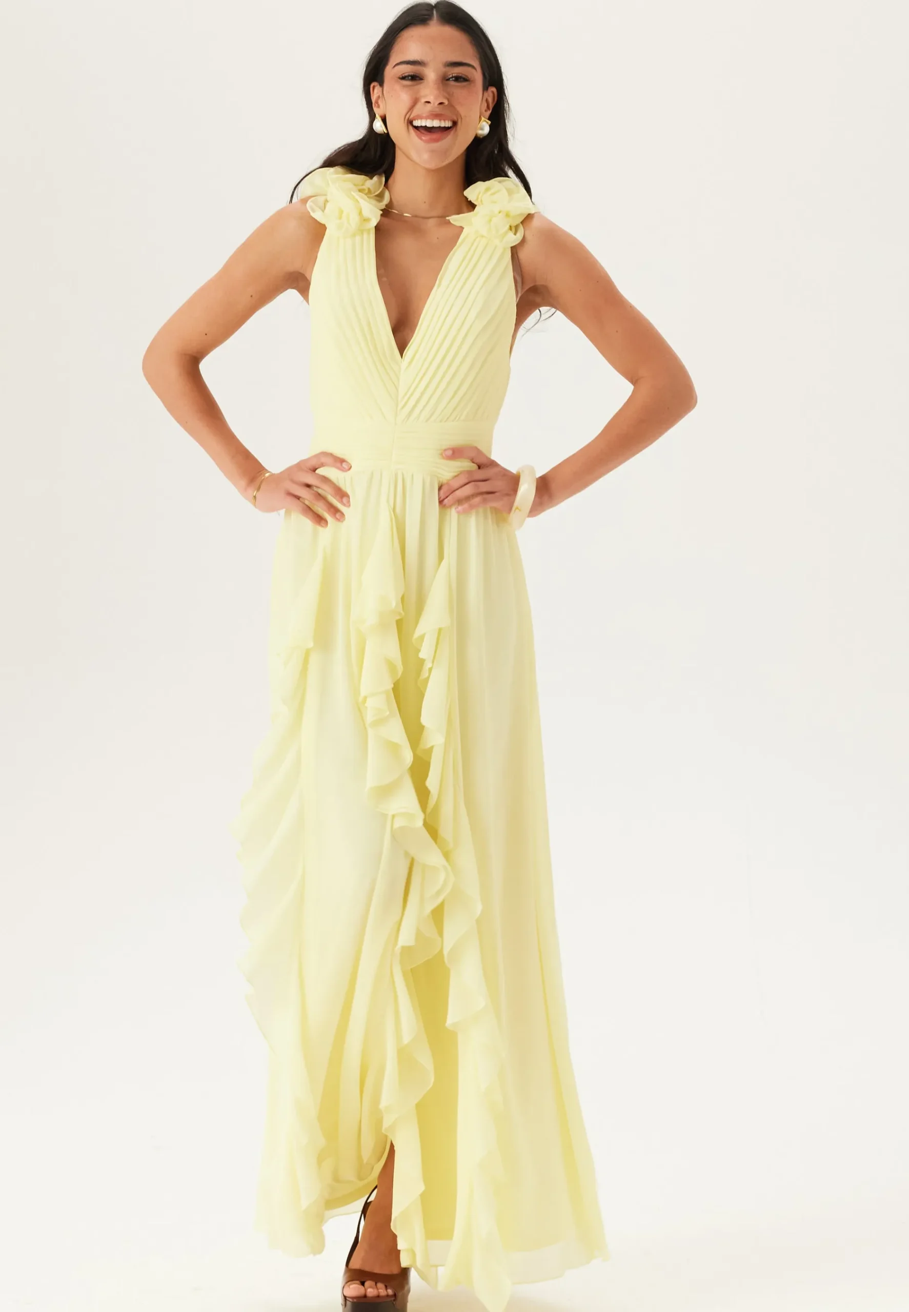 Frill Ruffle Chiffon Gown