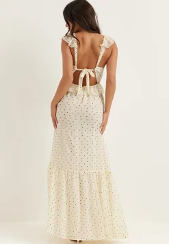 Frill Tie Back Chiffon Maxi Dress